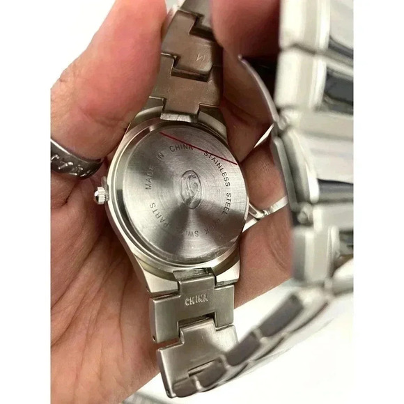 Fondini Watch Silver Blue Face Quartz Womens Original Box Swiss Driven Movement - Picture 4 of 11